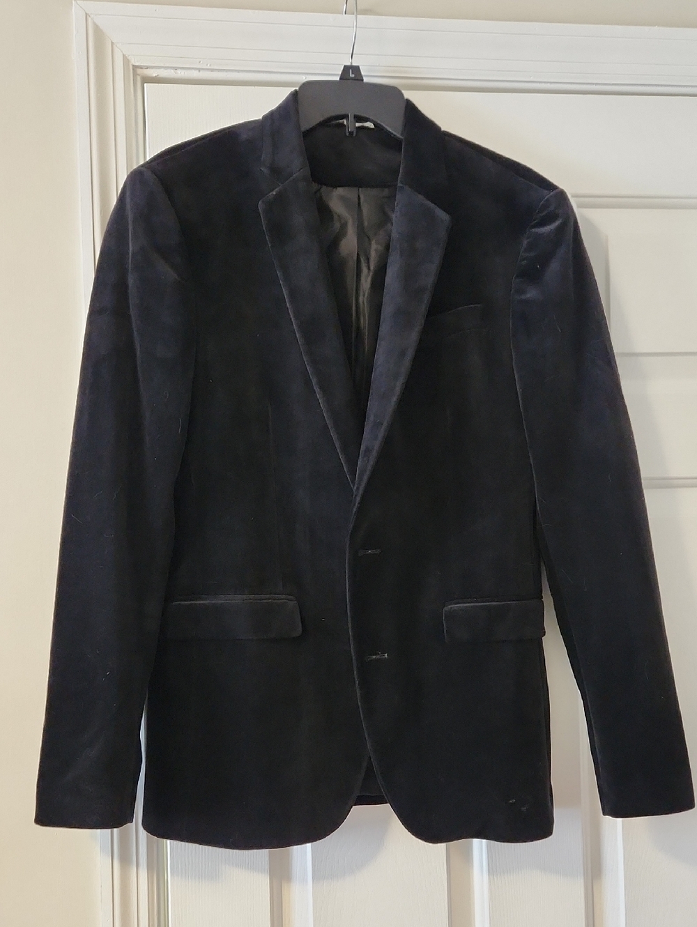 Zara Black Velvet Blazer - Single-Breasted Sport Coat